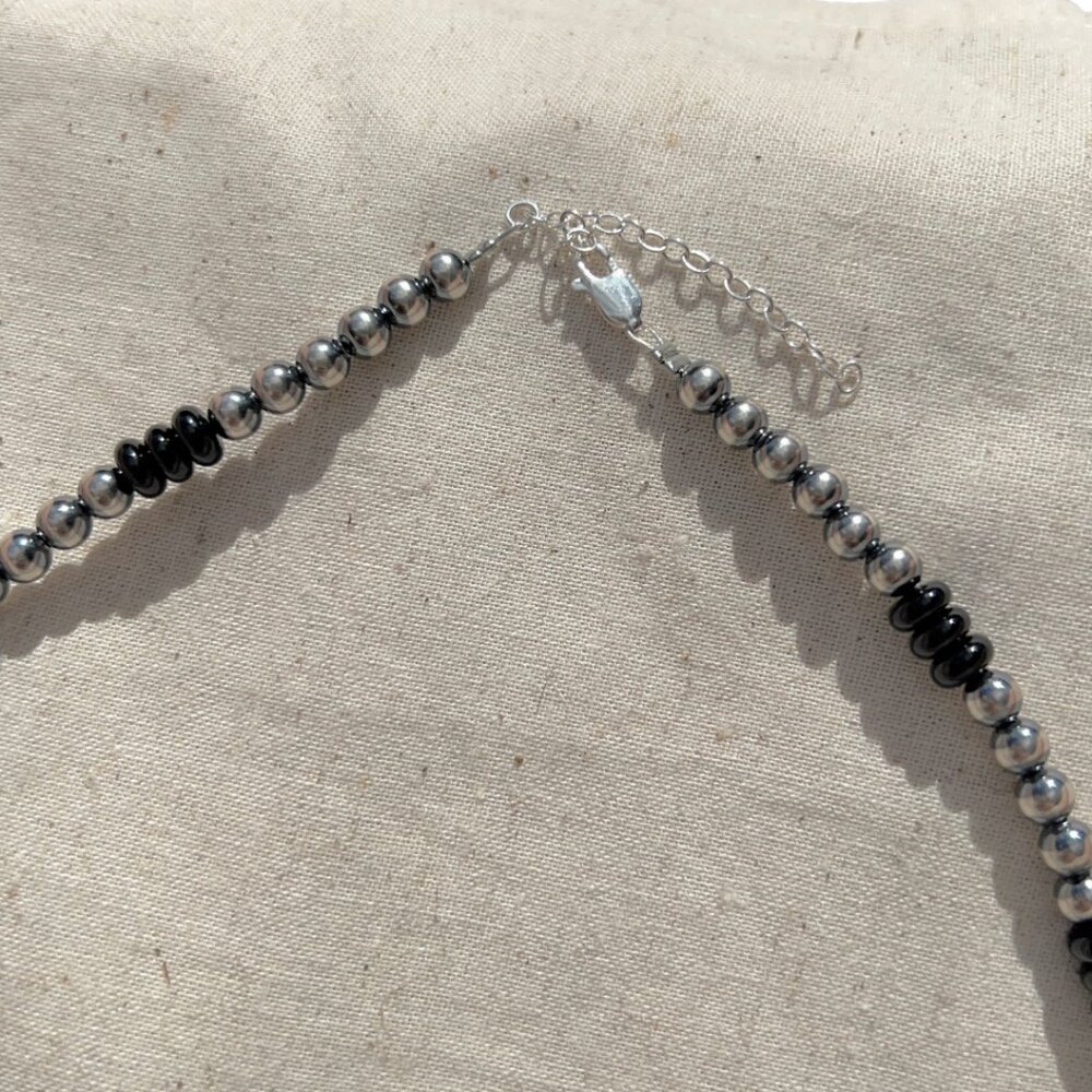 Sterling Silver & Black Onyx 18″ Beaded Necklace New - Picture 15 of 16